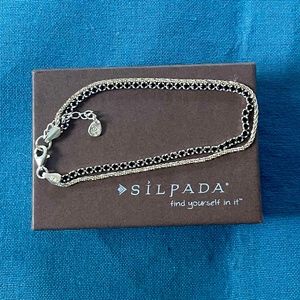 Silpada Sterling Silver 'Skyline' Black CZ Double Strand Bracelet